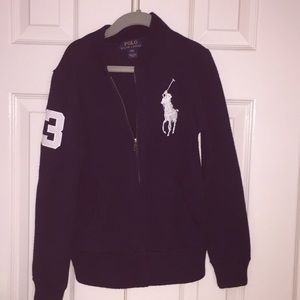 Front zip navy blue Ralph Lauren sweater